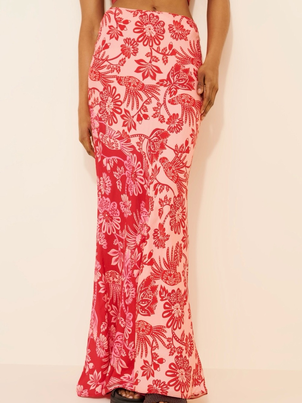 Farm Rio Floral Bird Maxi Skirt